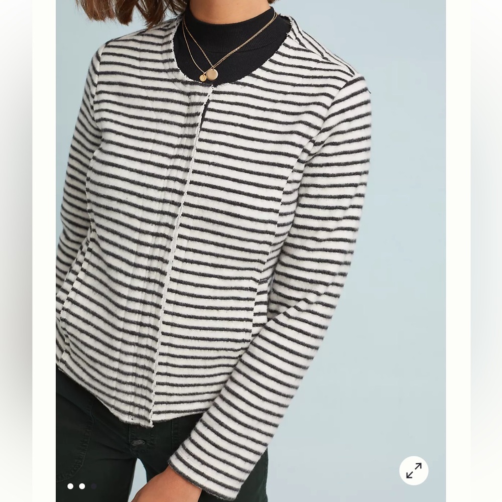 Dolan Black White Striped Zip Moto Cardigan Jacket Blazer. Size XL.